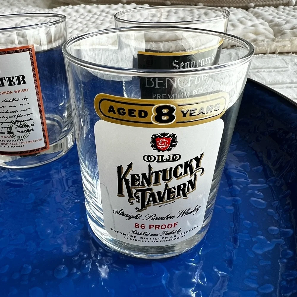 VTG Set of 6 Whiskey High Ball Drinking Glasses & Brand New Knob Creek Hat